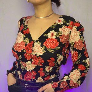 NWT American Eagle Floral Ruched Blouse | XS